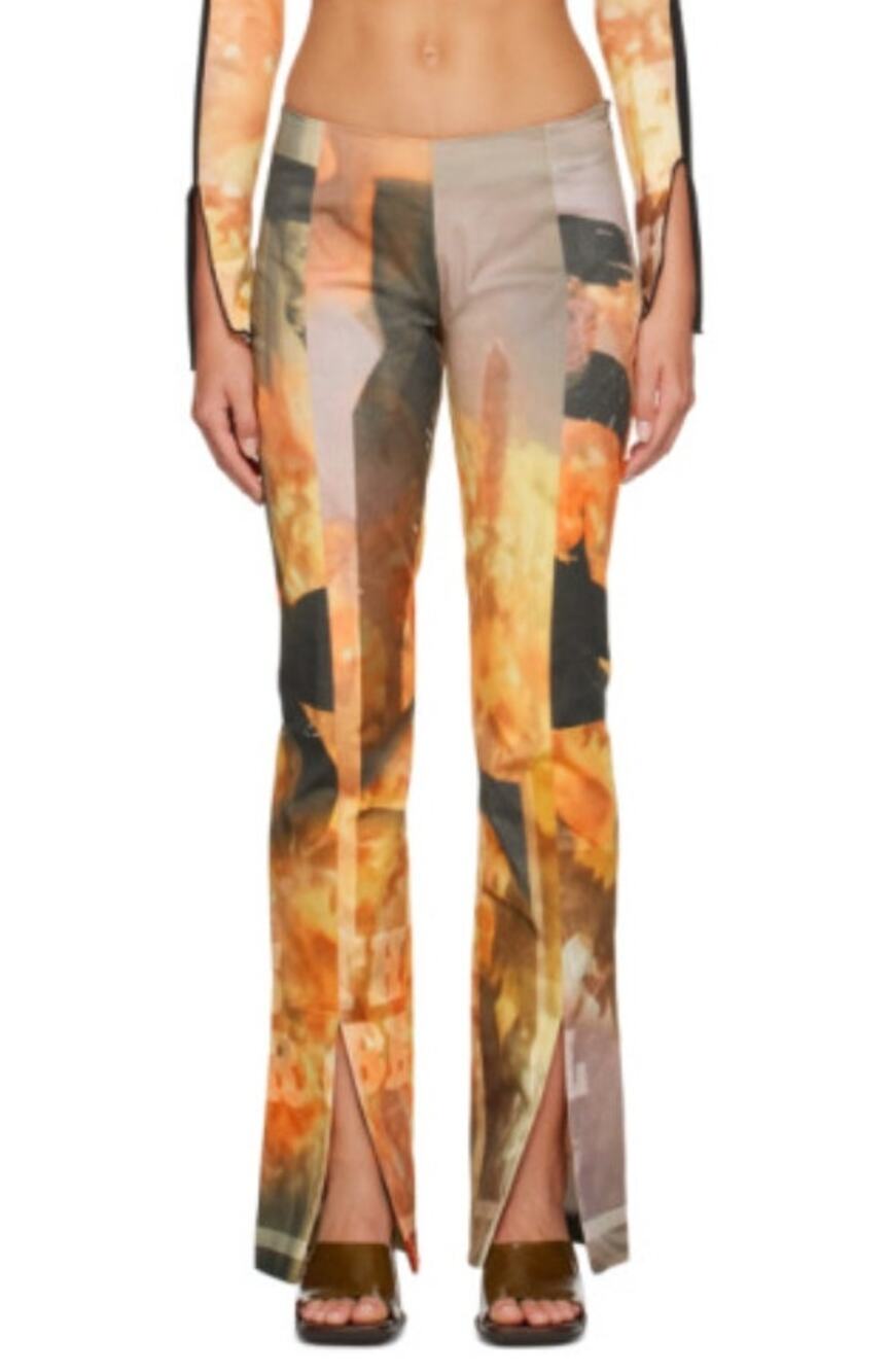 Elliss Orange Sunflower Jeans Print Multi Graphic Size Large NWT Organic Cotton